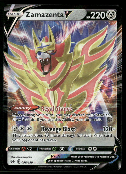 Zamazenta V 098/159 SWSH: Crown Zenith Ultra Rare NM Pokemon
