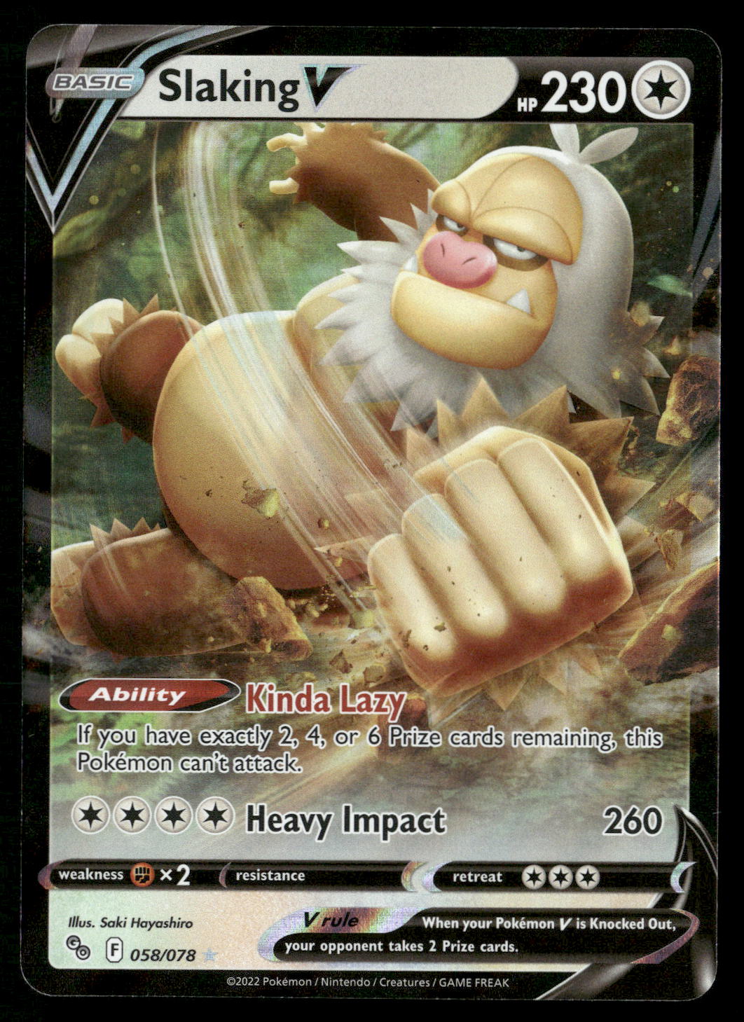 Slaking V 058/078 Pokemon GO Ultra Rare NM Pokemon