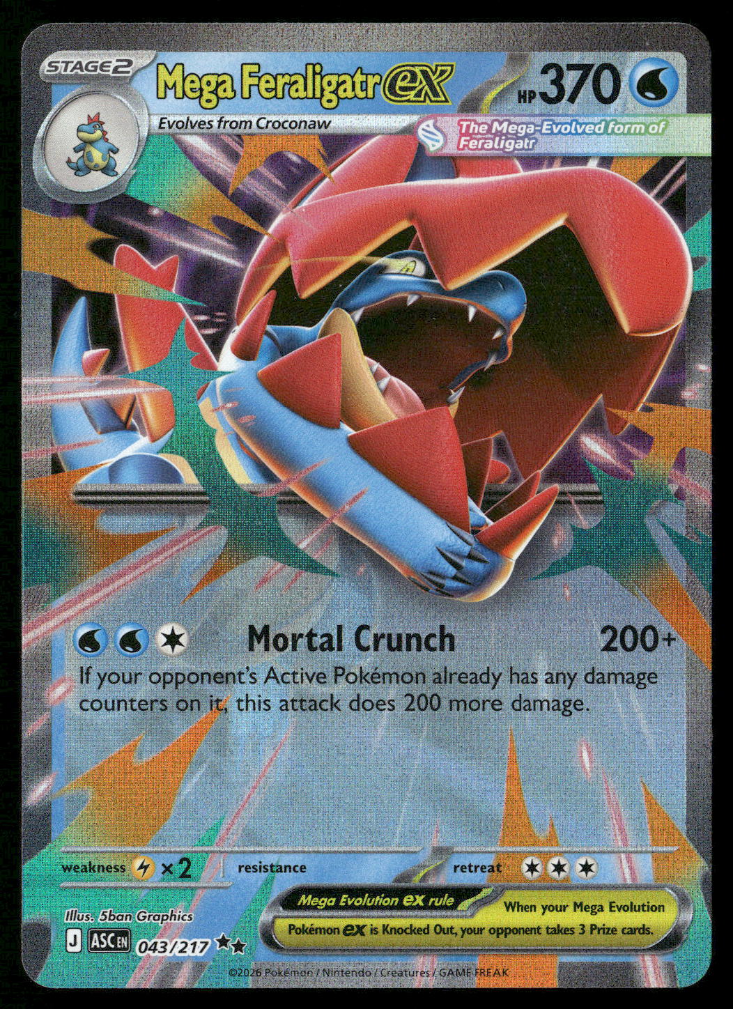Mega Feraligatr ex 043/217 ME: Ascended Heroes Double Rare NM
