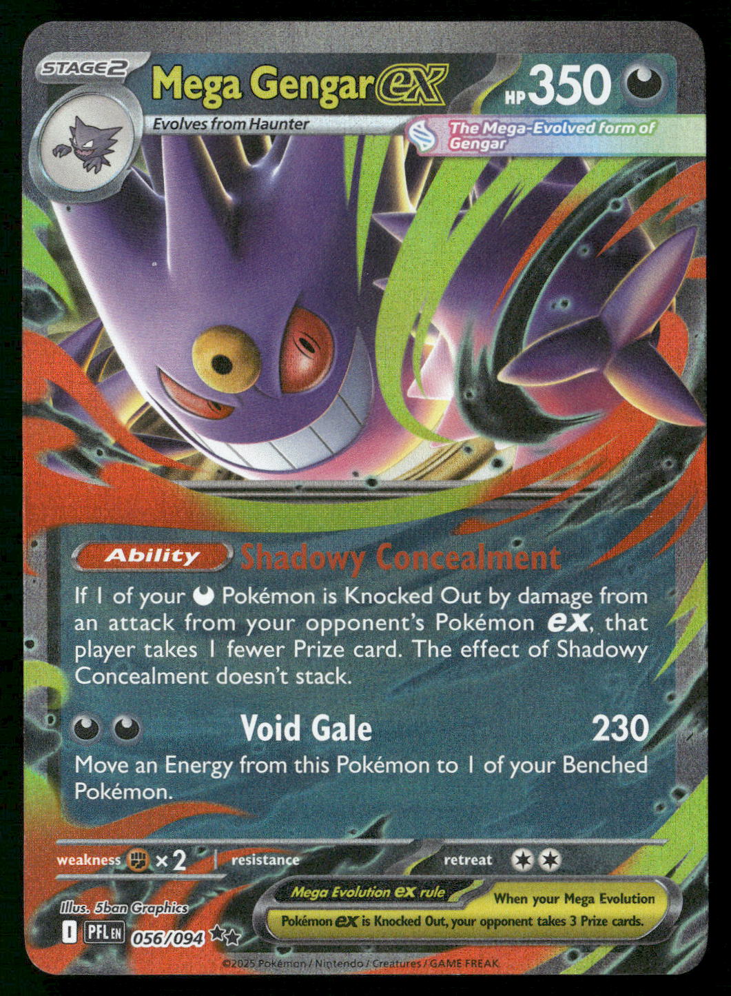 Mega Gengar ex 056/094 ME02: Phantasmal Flames Double Rare NM