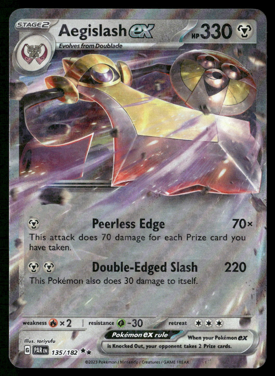 Aegislash ex 135/182 SV04: Paradox Rift Double Rare NM Pokemon