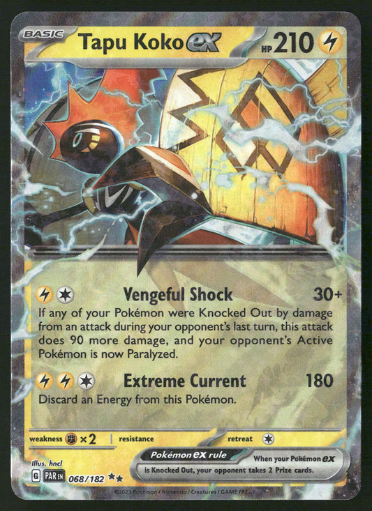 Tapu Koko ex 068/182 SV04: Paradox Rift Double Rare NM Pokemon