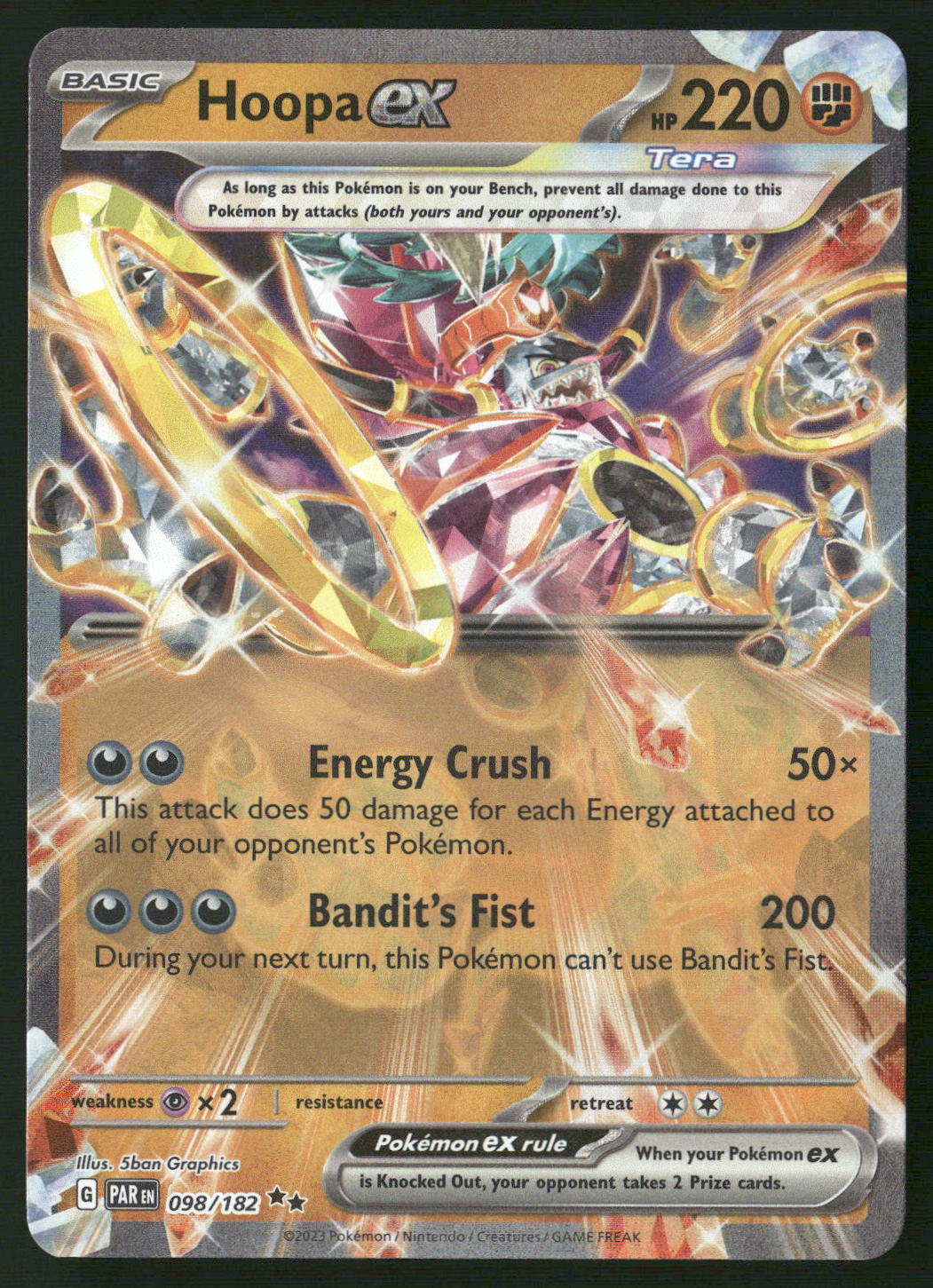 Hoopa ex 098/182 SV04: Paradox Rift Double Rare NM Pokemon