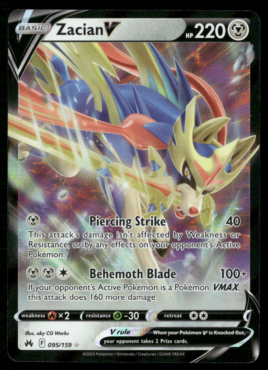 Zacian V 095/159 SWSH: Crown Zenith Ultra Rare NM Pokemon