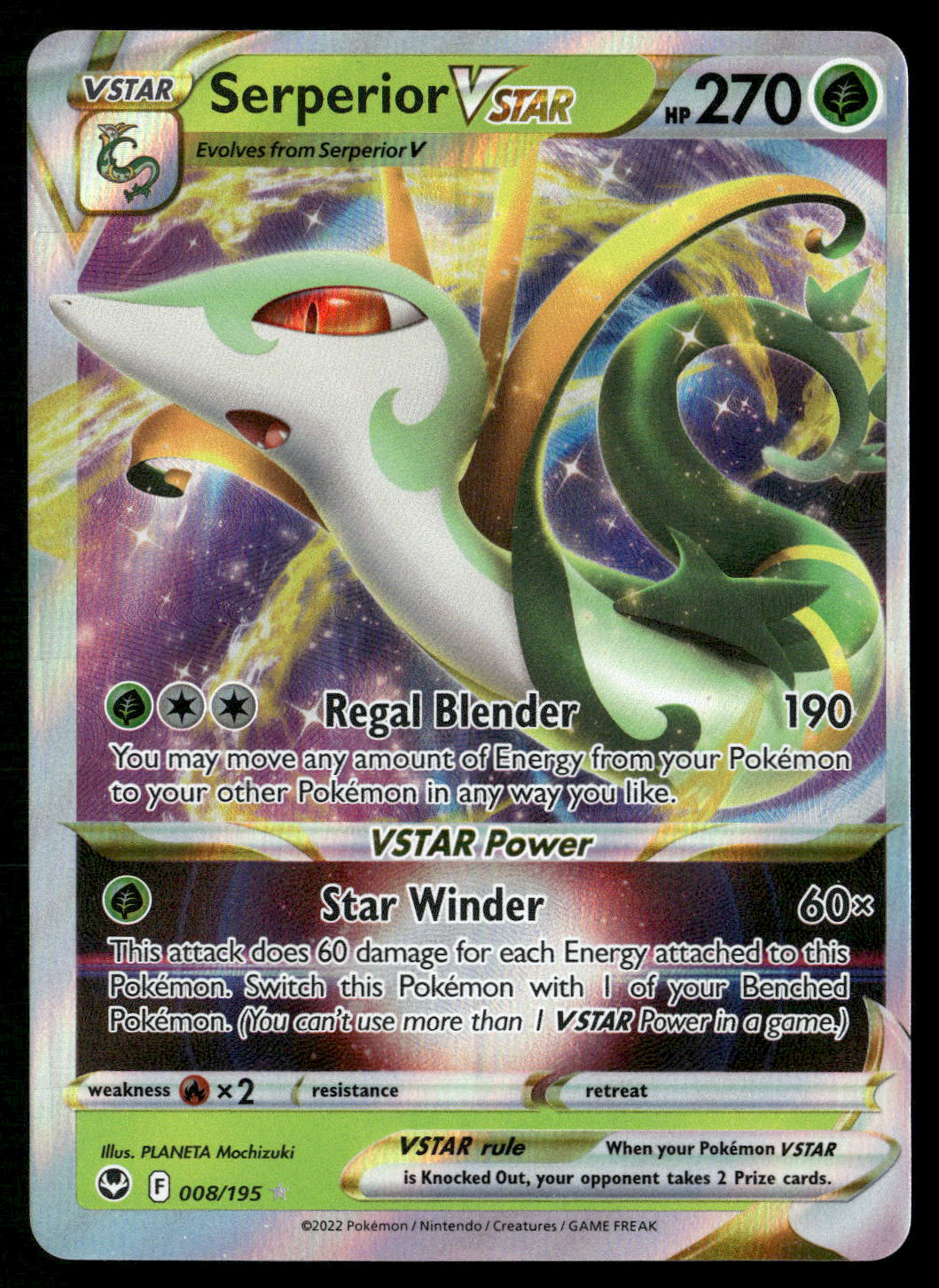 Serperior VSTAR 008/195 SWSH12: Silver Tempest Ultra Rare NM Pokemon