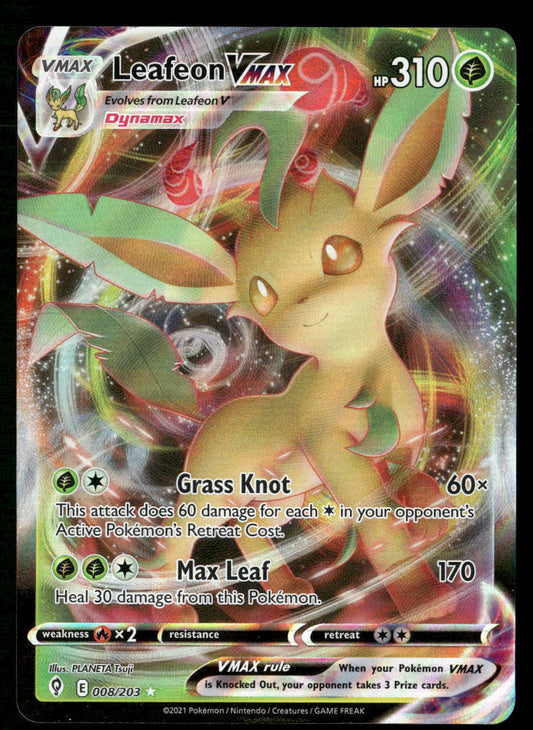 Leafeon VMAX 008/203 SWSH07: Evolving Skies Ultra Rare NM Pokemon