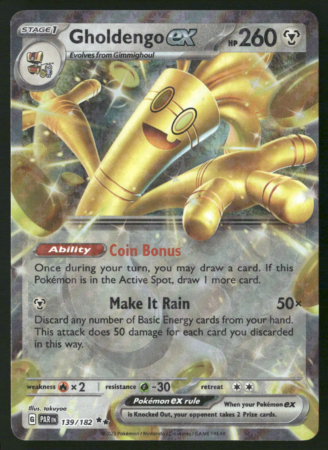 Gholdengo ex 139/182 SV04: Paradox Rift Double Rare NM Pokemon