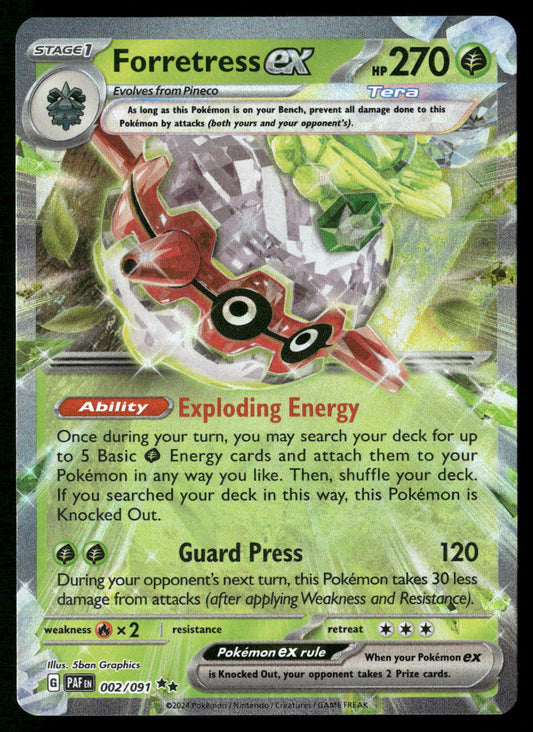 Forretress ex 002/091 SV: Paldean Fates Double Rare NM Pokemon