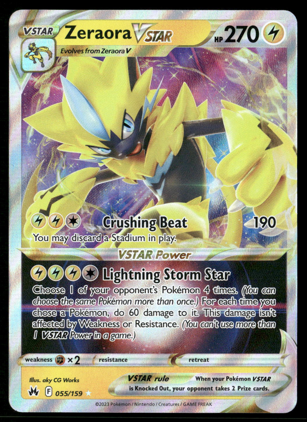 Zeraora VSTAR 055/159 SWSH: Crown Zenith Ultra Rare NM Pokemon