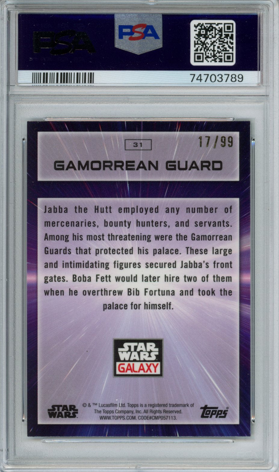 2022 Star Wars Galaxy Gamorrean Guard /99 PSA 9