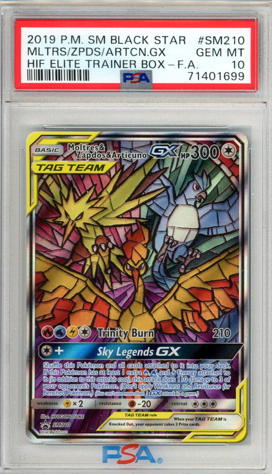 Moltres/Zapdos/Articuno GX #SM210 PSA 10